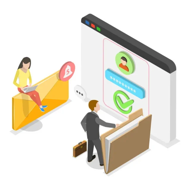 セキュリティ・警備分野での情報保護と認証のイラスト