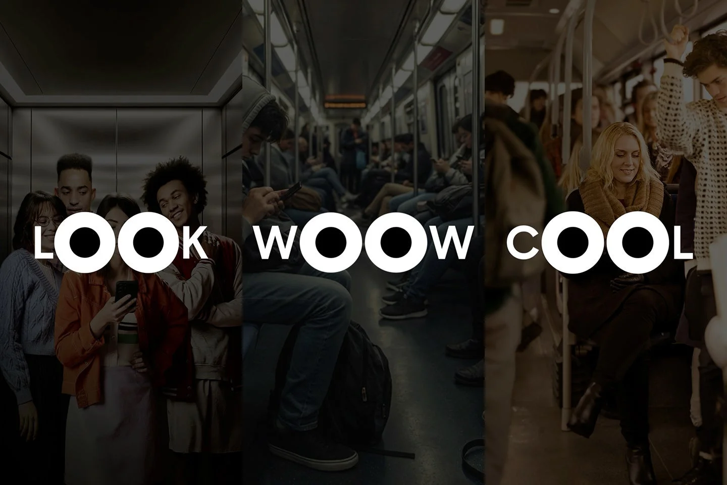 人混みでスマホを使う人々。新たなプライバシー保護機能のコンセプトビジュアル。