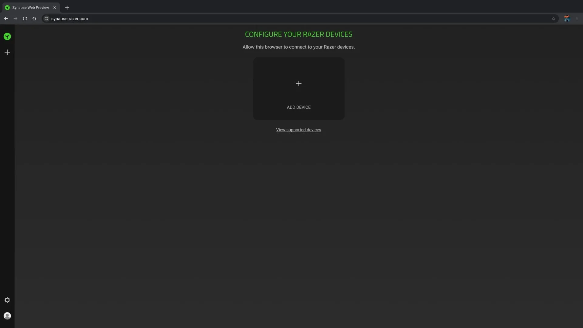 Razer Synapse Web betaのデバイス追加初期画面