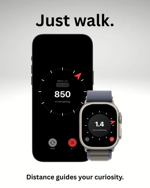 iPhoneとApple WatchでWherewalkアプリを使用しているイメージ