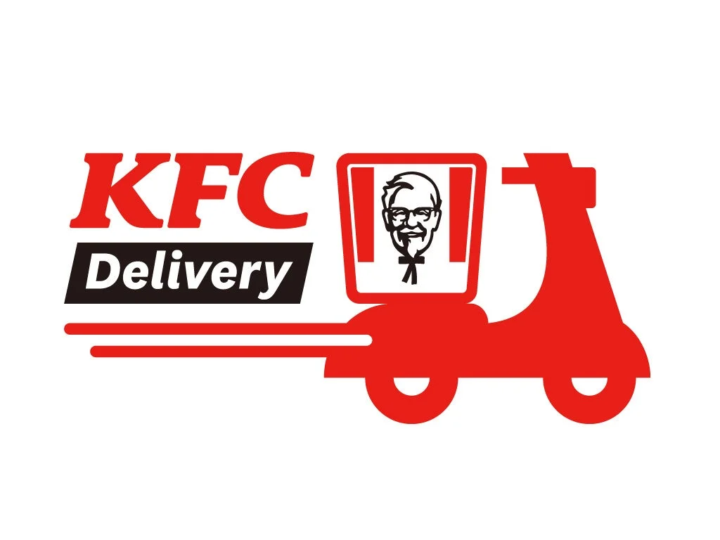 KFCデリバリーのロゴと配達バイクのイラスト