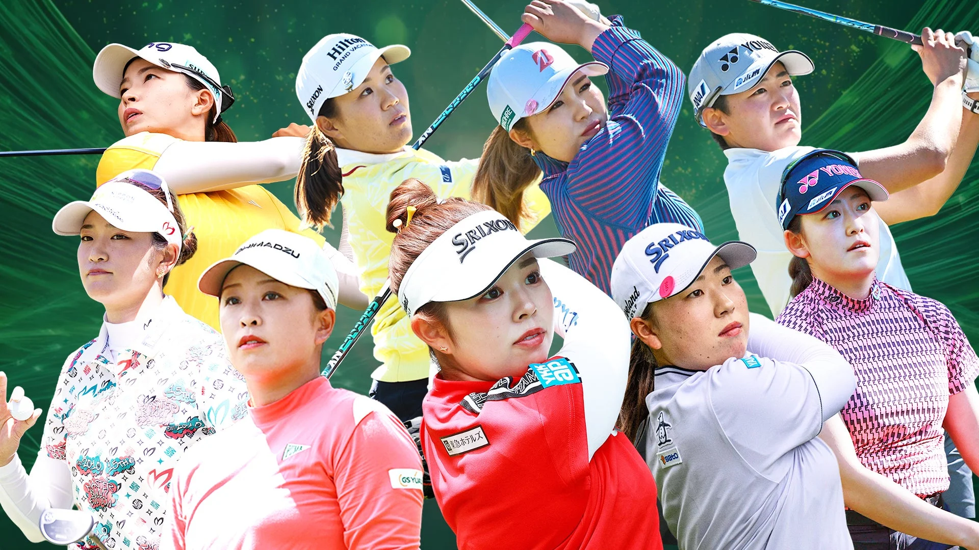 U-NEXT LPGAツアー独占ライブ配信を告知する日本人女子ゴルファーのビジュアル