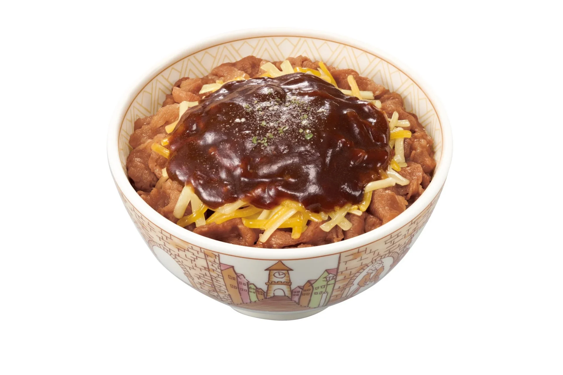 デミグラスチーズ牛丼のクローズアップ写真