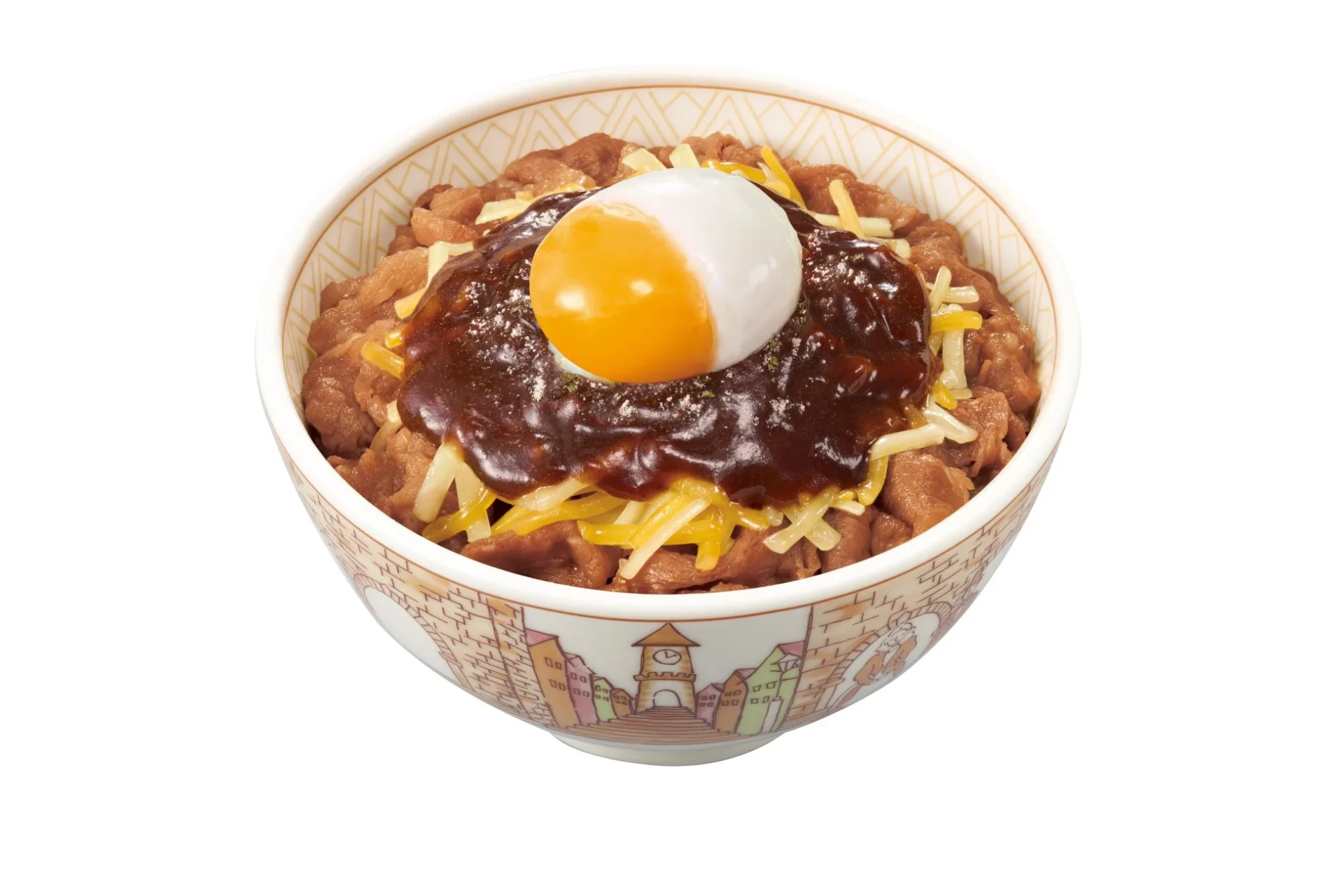 おんたまデミグラスチーズ牛丼のクローズアップ写真