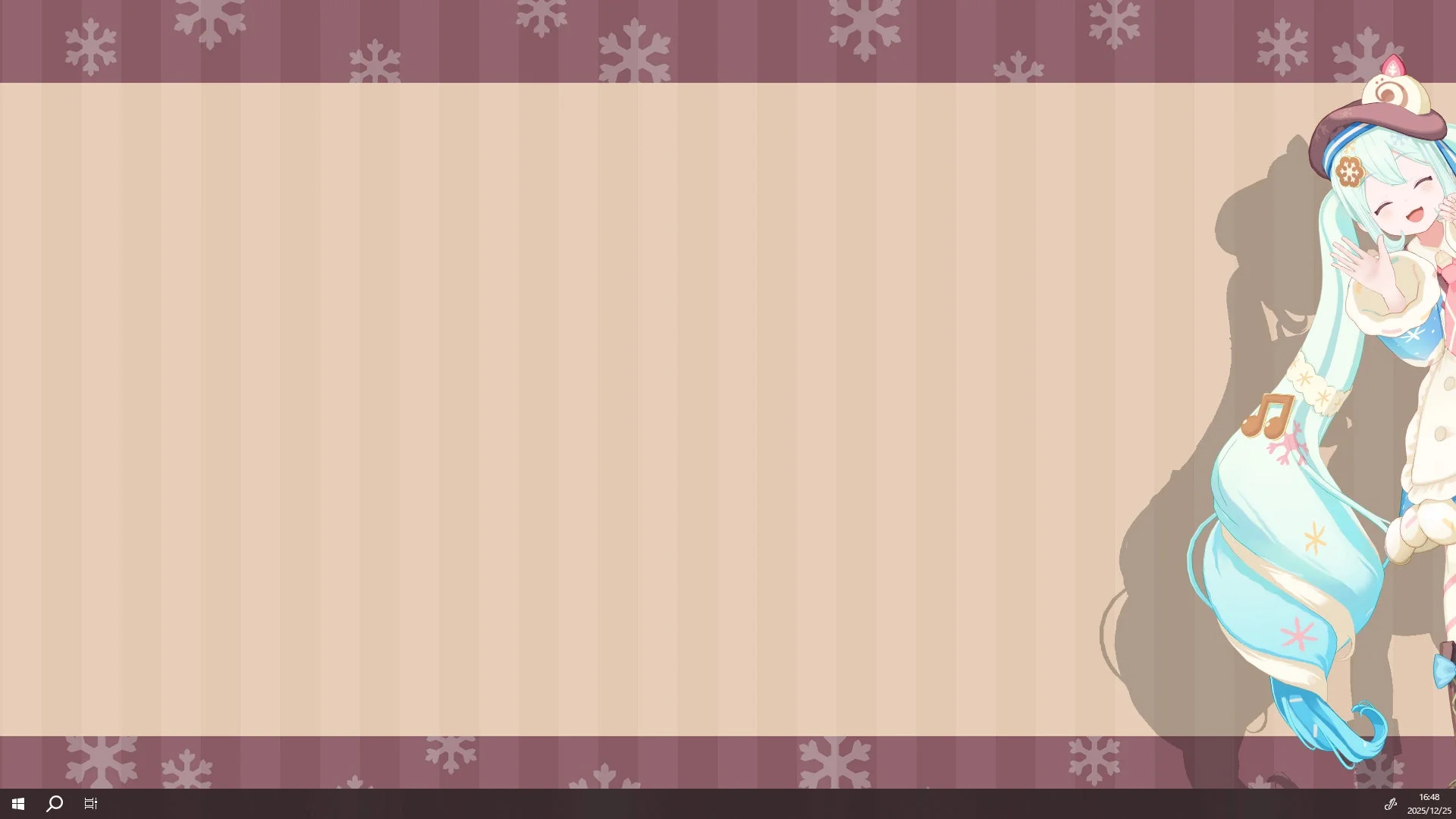 デスクトップの端から顔を出す雪ミク「SNOW MIKU 2026 Ver.」
