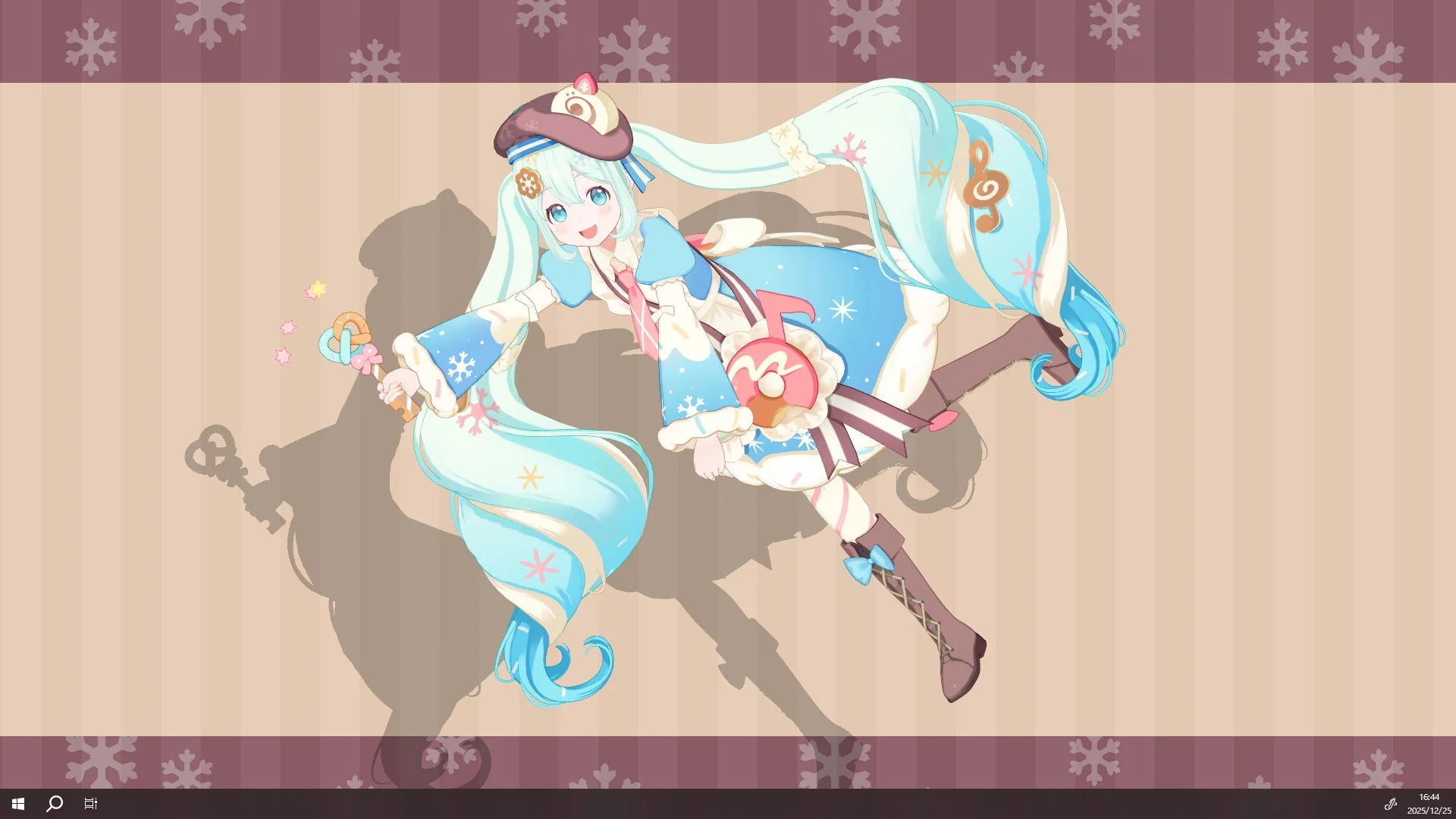 デスクトップでジャンプする雪ミク「SNOW MIKU 2026 Ver.」