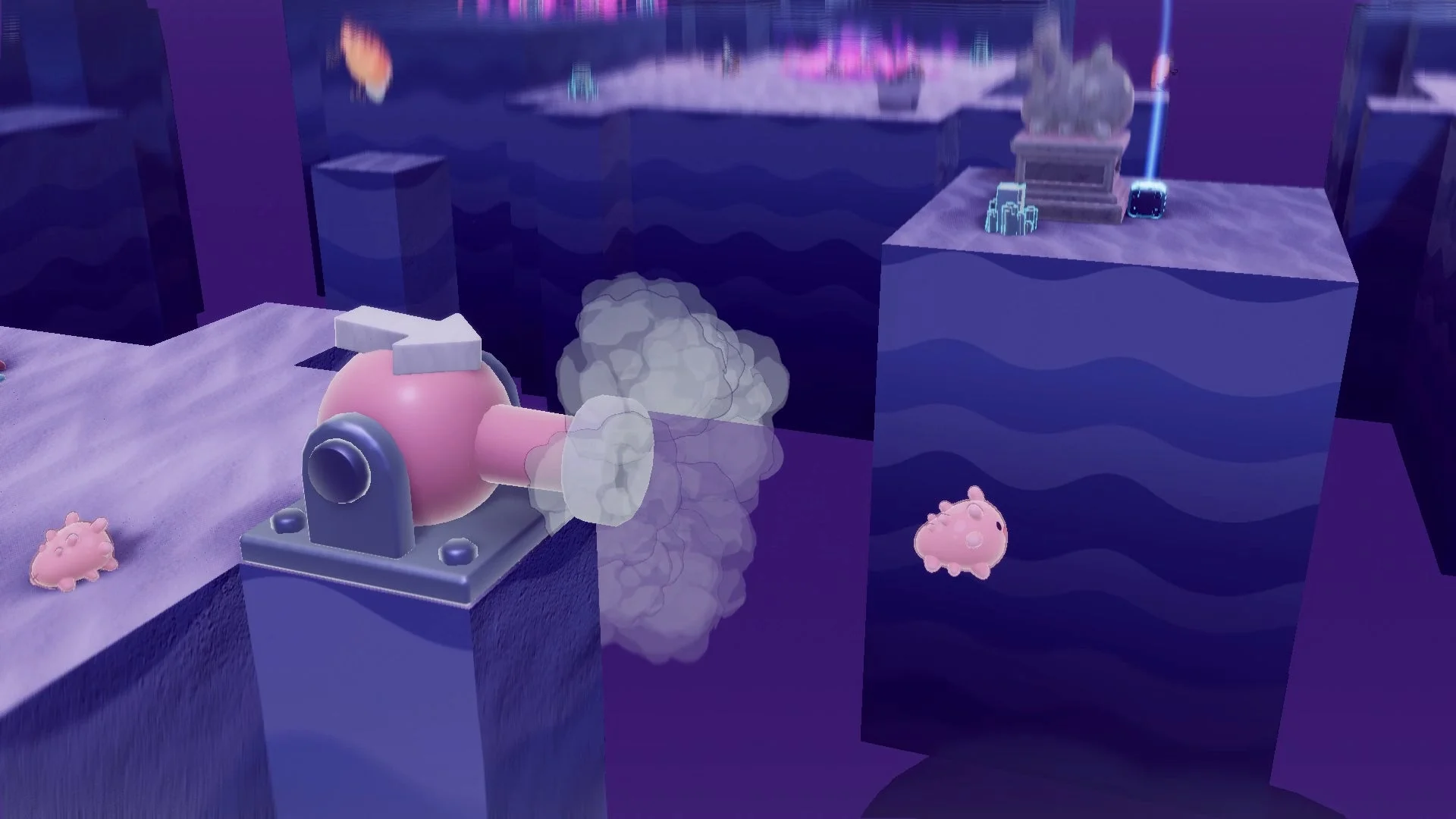 ナマコキャノンからナマコが発射される様子