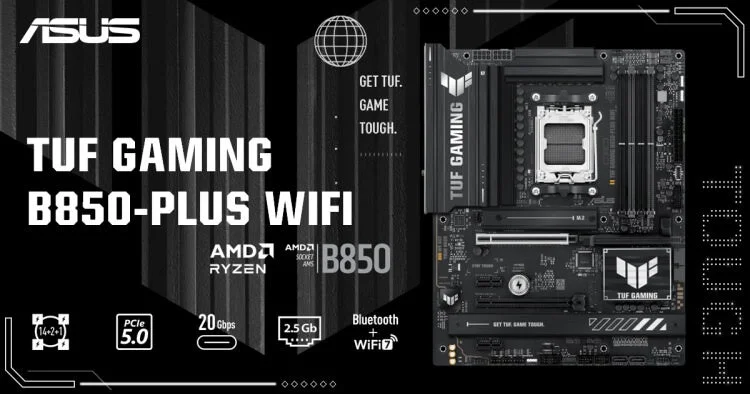 ASUS TUF GAMING B850-PLUS WIFIマザーボードの製品写真