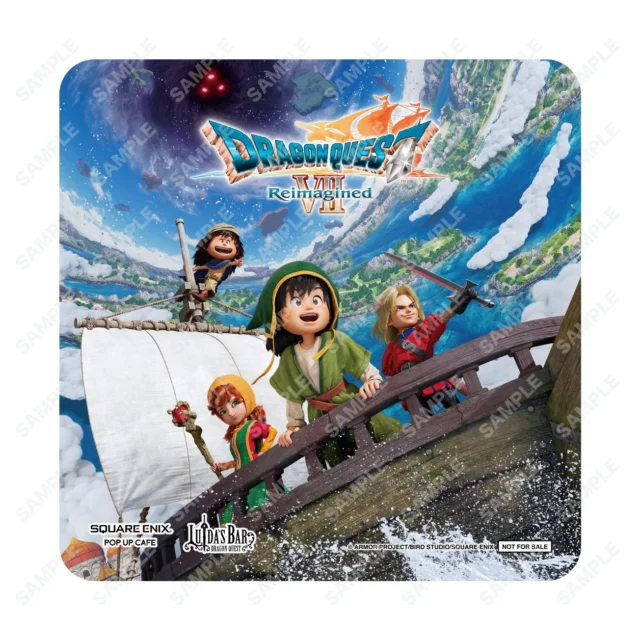 ルイーダの酒場とSQUARE ENIX POP UP CAFEのロゴ入りオリジナルクリアコースター。