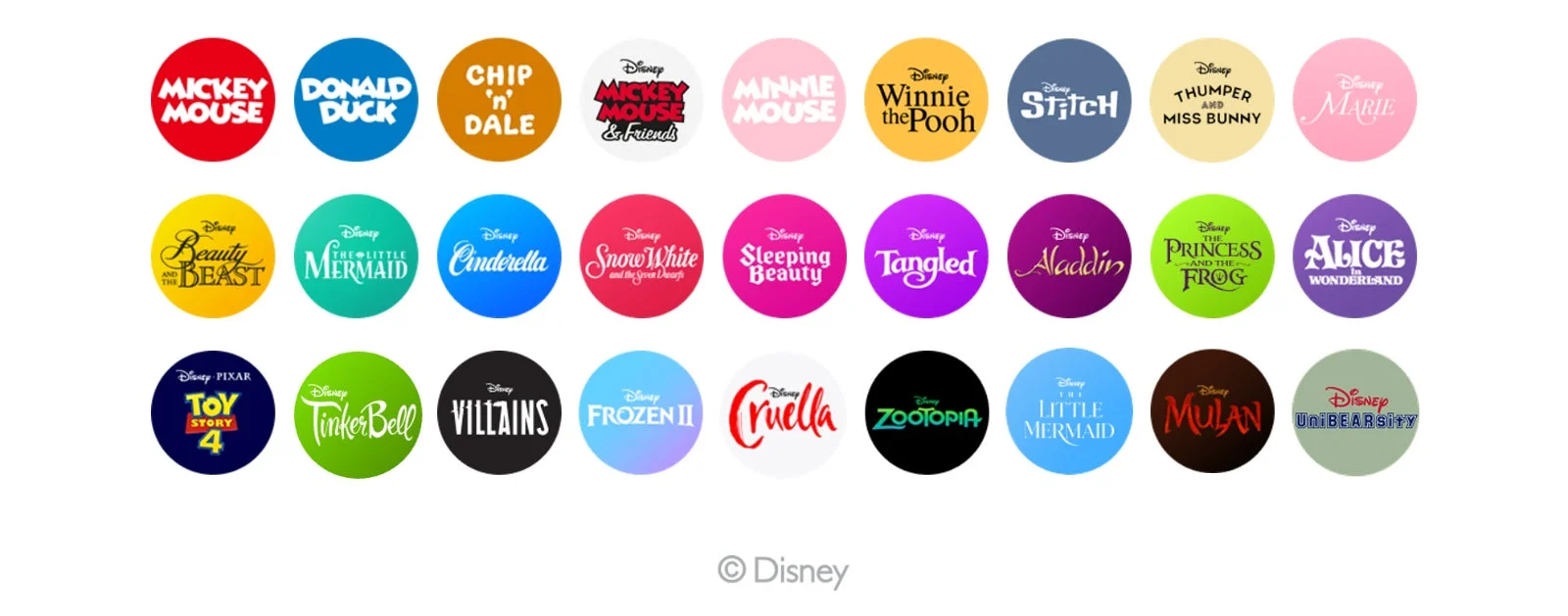 ZEPETOで体験できるディズニー&ピクサー作品のロゴ一覧
