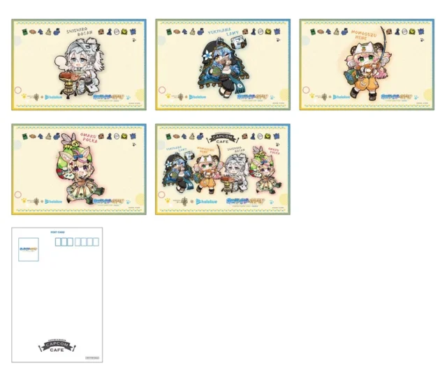 コラボカフェで配布されるオリジナルポストカード全5種