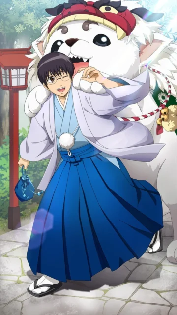 晴れ着姿の志村新八の描き起こしイラスト