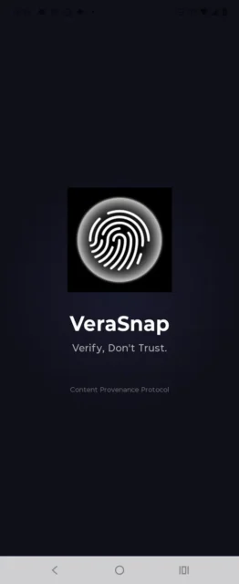VeraSnapアプリの起動画面(指紋認証アイコン)