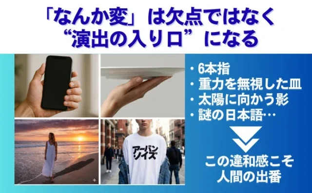 AIの「なんか変」を演出の入り口と捉える概念図