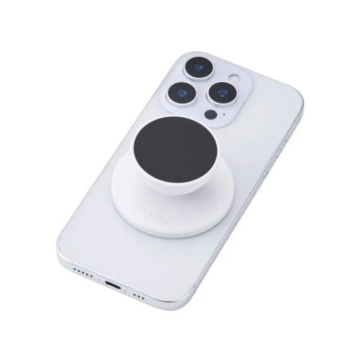 白いモバピタselfieを装着したスマートフォン