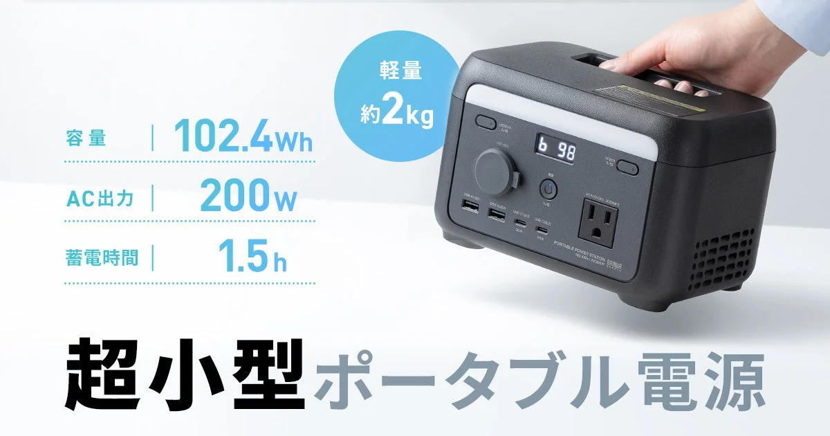 超小型ポータブル電源「BTL-RDC45」本体と主要スペック