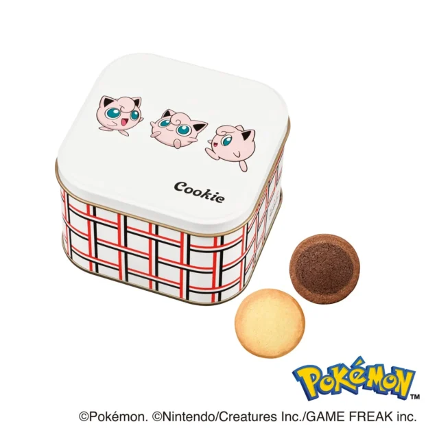 プリンがデザインされた缶に入ったクッキー