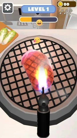 『Master Grill』の肉をグリルするゲーム画面