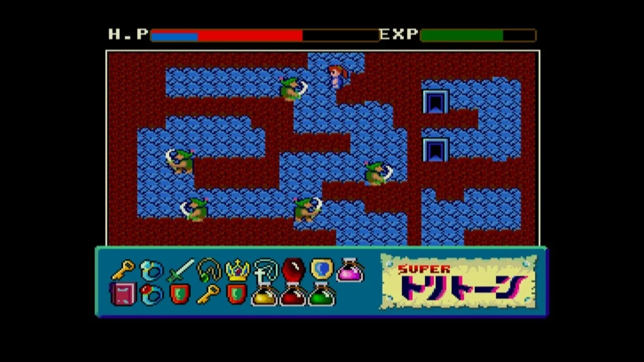 スーパートリトーン MSX2のマップ探索とアイテムUI画面