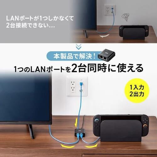 1つのLANポートを2台で共有できるスイッチングハブの接続イメージ