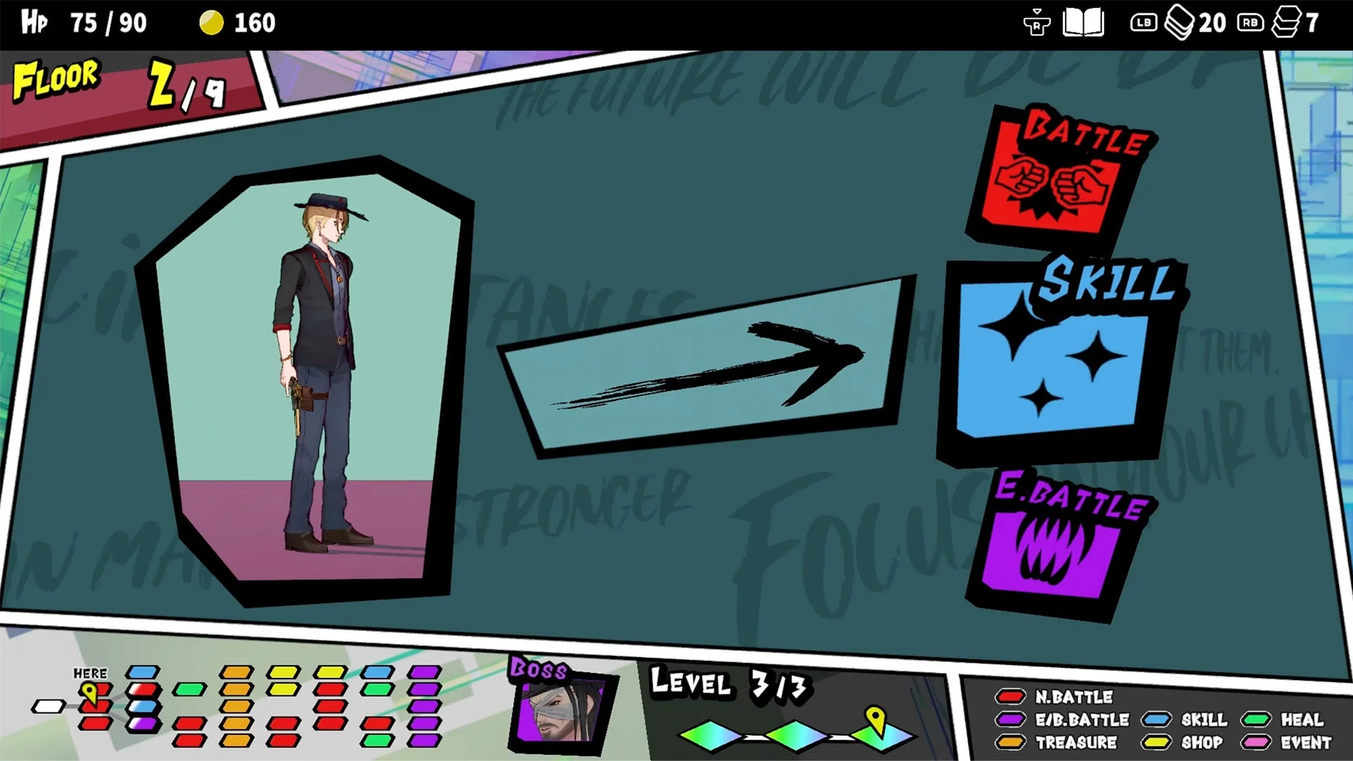 『ANTHEM#9』のマップ選択と進行状況を示すゲーム画面