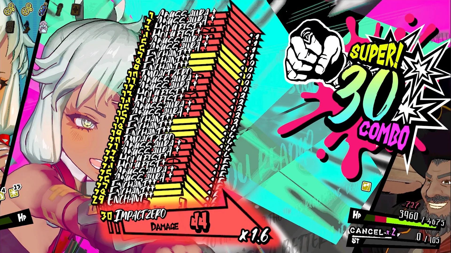 『ANTHEM#9』のコンボダメージが大量に表示された戦闘画面