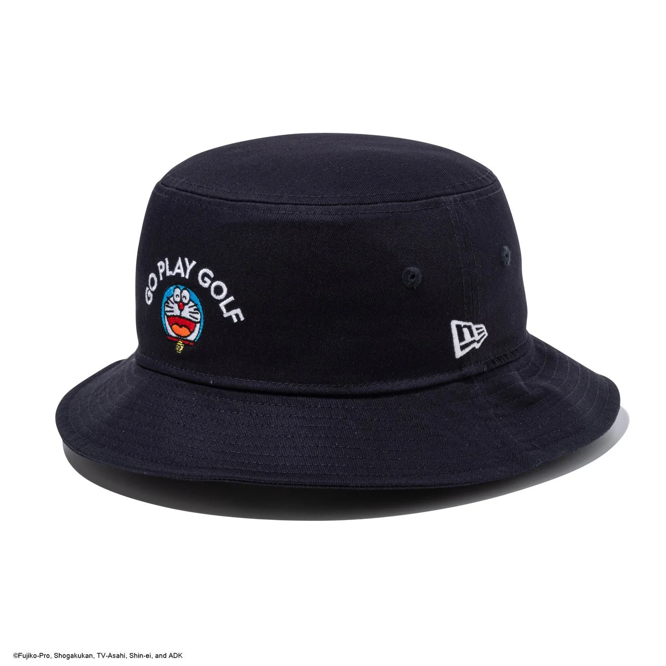 Bucket-01 ドラえもんGO PLAY GOLFロゴのブラックハット
