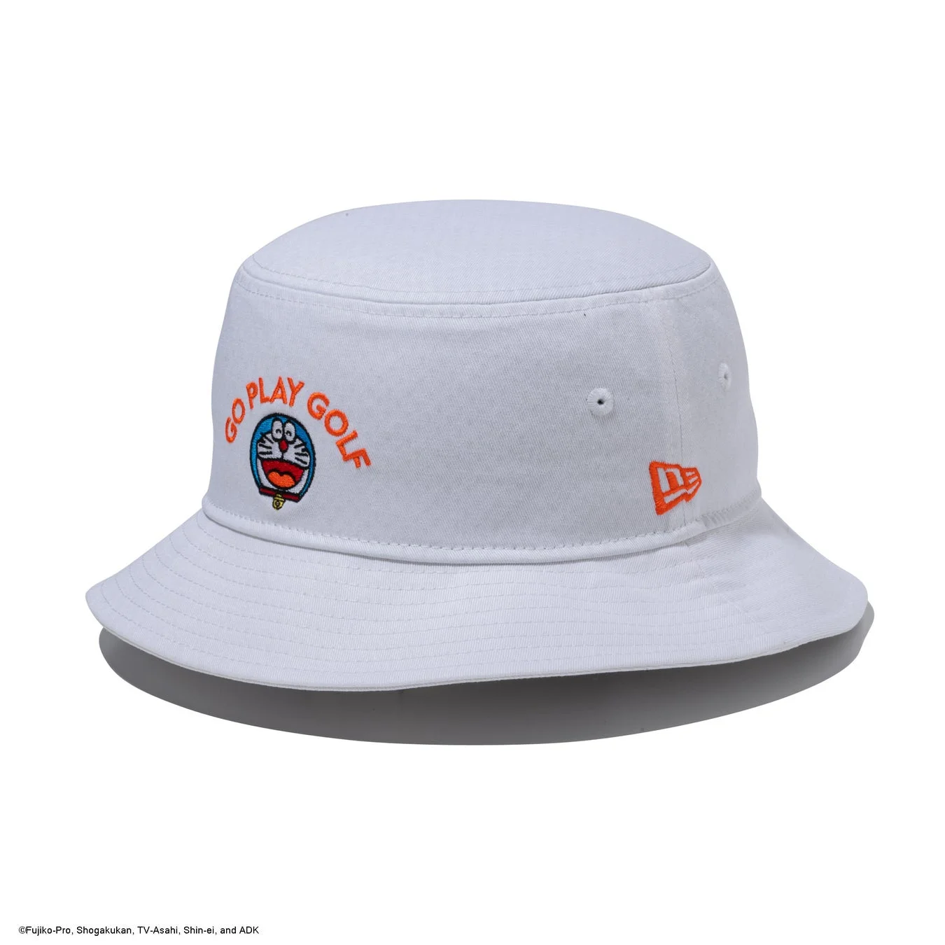 Bucket-01 ドラえもんGO PLAY GOLFロゴのホワイトハット