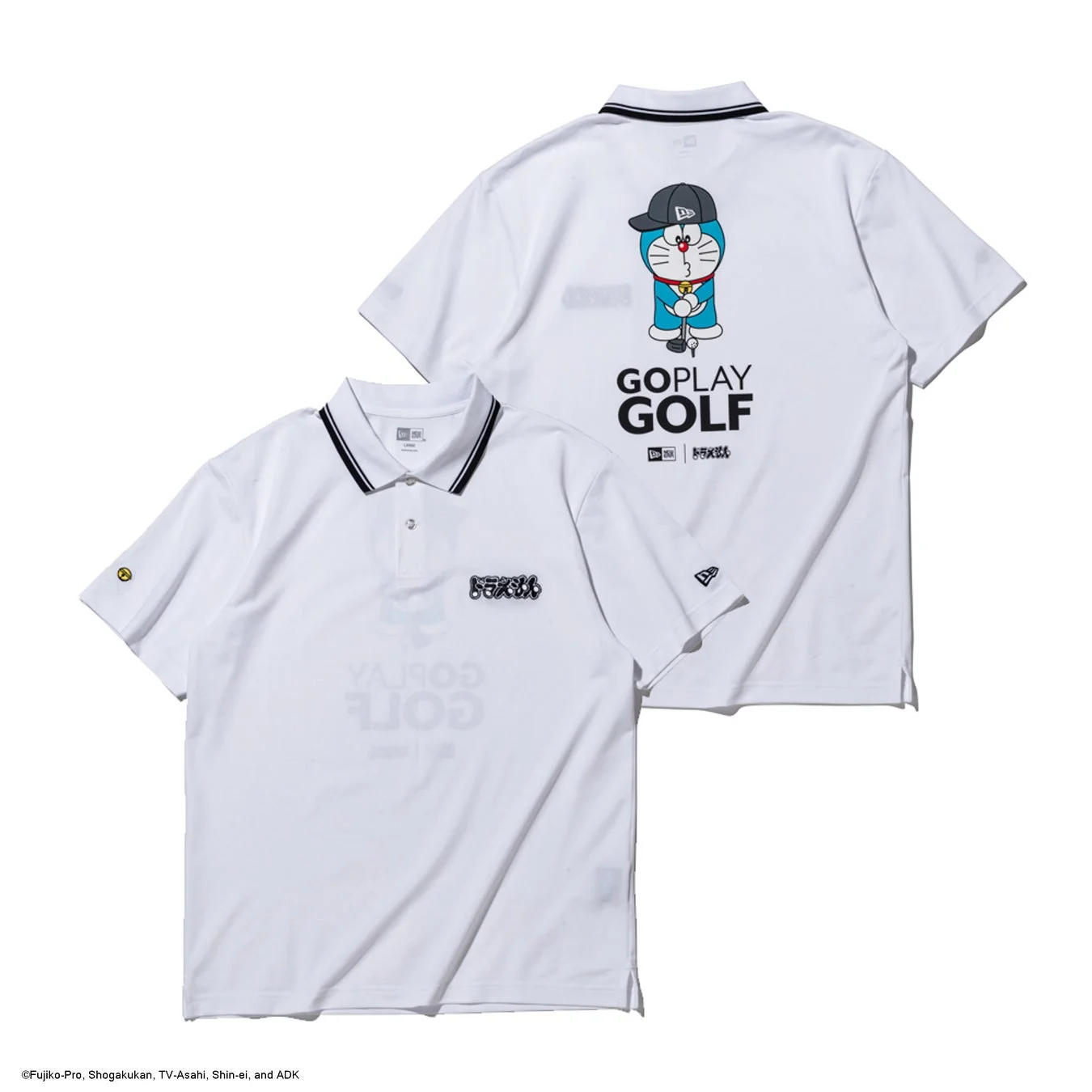 ドラえもんゴルフデザインのホワイトポロシャツ