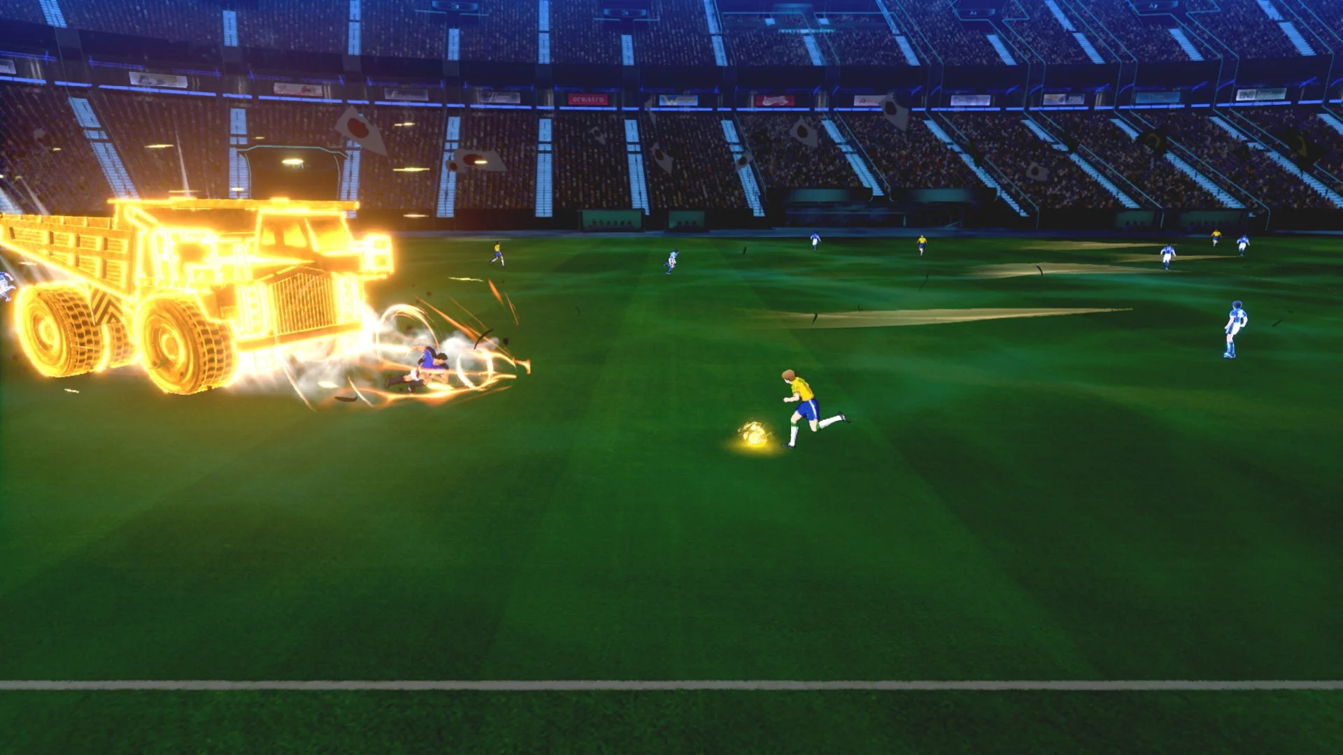 フィールド上にトラックの特殊エフェクトが出現するゲーム画面