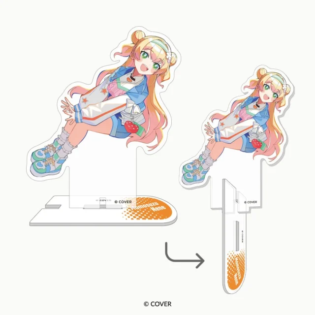 桃鈴ねねの2wayアクリルスタンドの卓上とフォトプロップスでの使用例