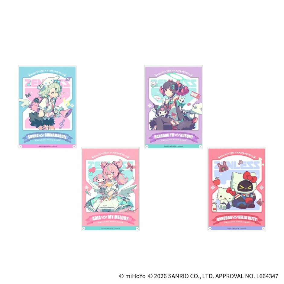 ゼンレスゾーンゼロ×サンリオキャラクターズコラボのアクリルアートパネル全4種