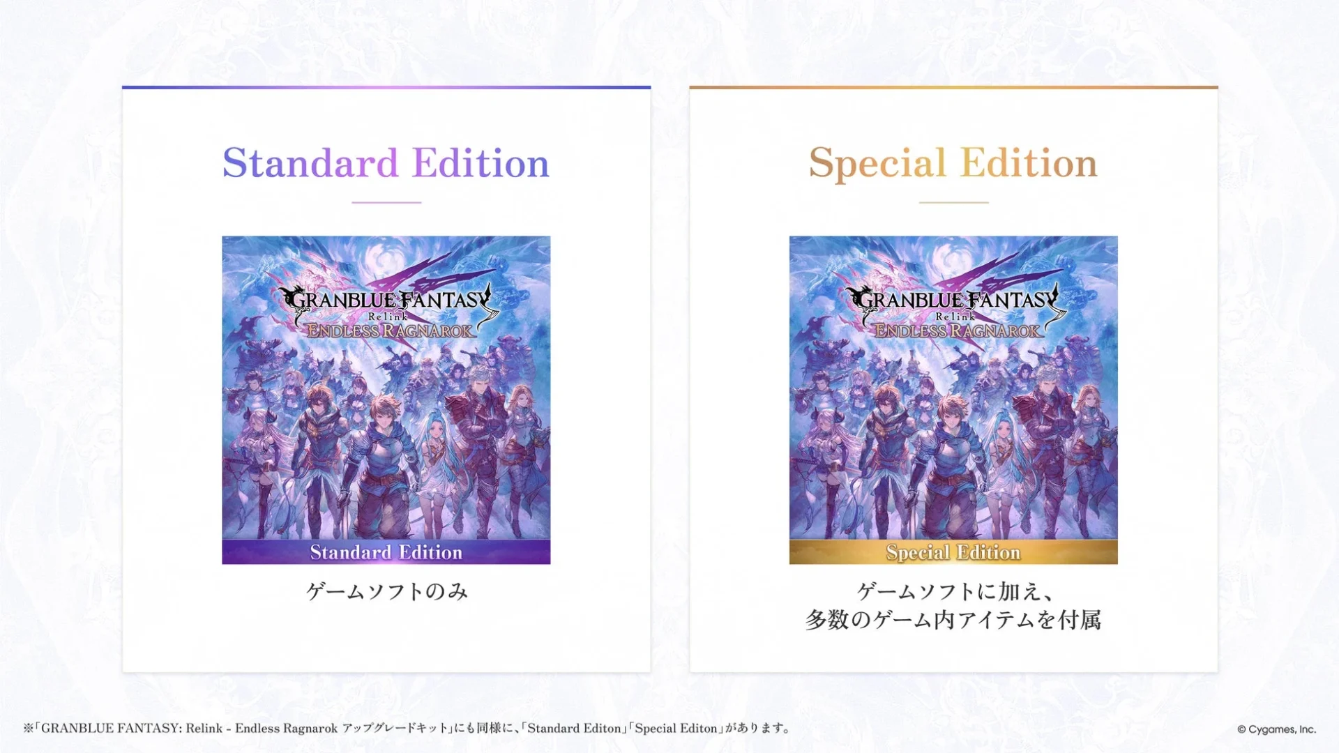 スタンダードエディションとスペシャルエディションの比較画像
