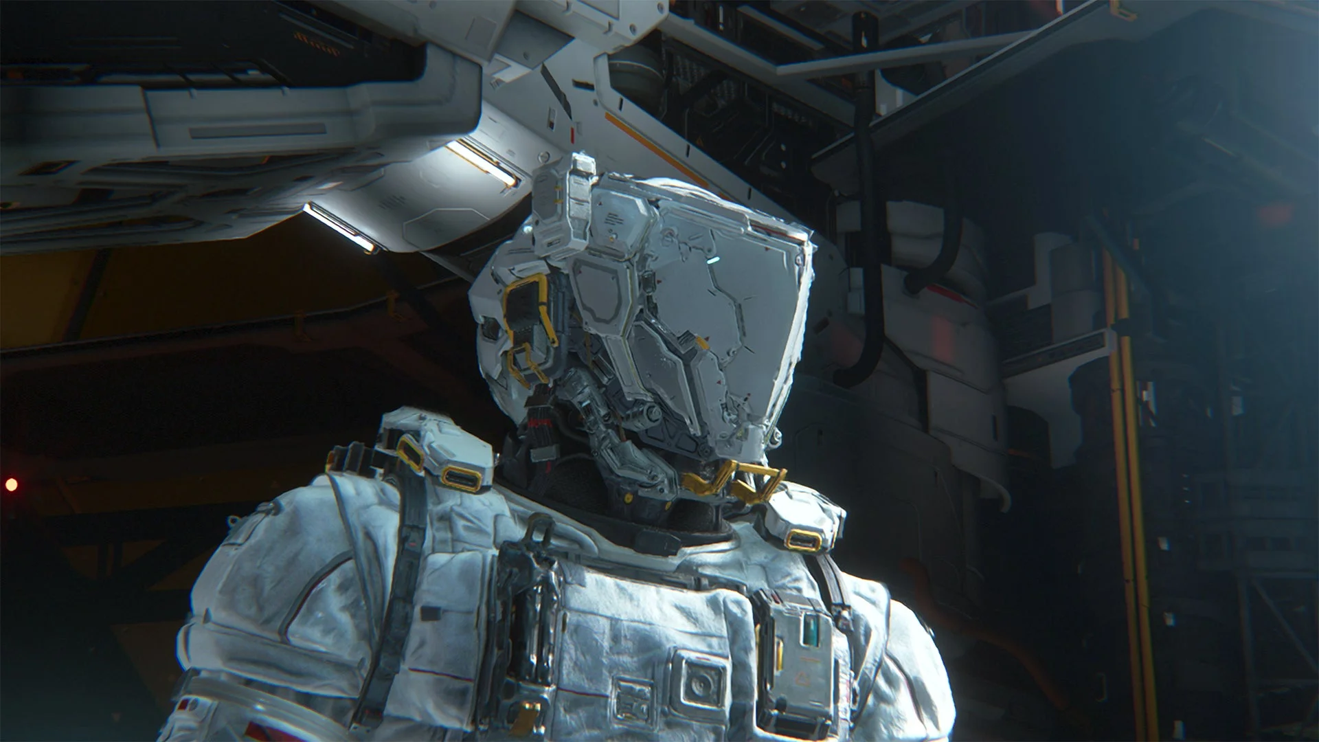 プラグマタの登場キャラクターである宇宙服の人物のクローズアップ