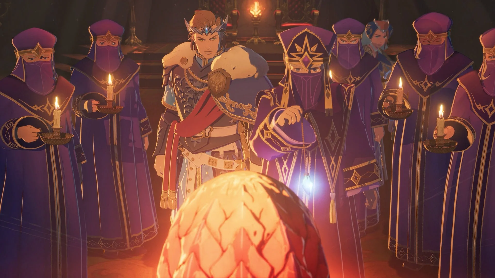 儀式の中でリオレウスの卵を見つめる人々