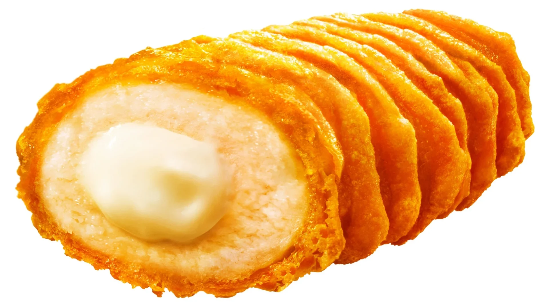 カリッと衣と濃厚チーズの濃厚チーズinクリスピーチキンの断面