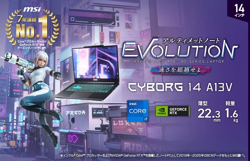 Cyborg-14-A13VE-3302JPのキービジュアルと主要スペック