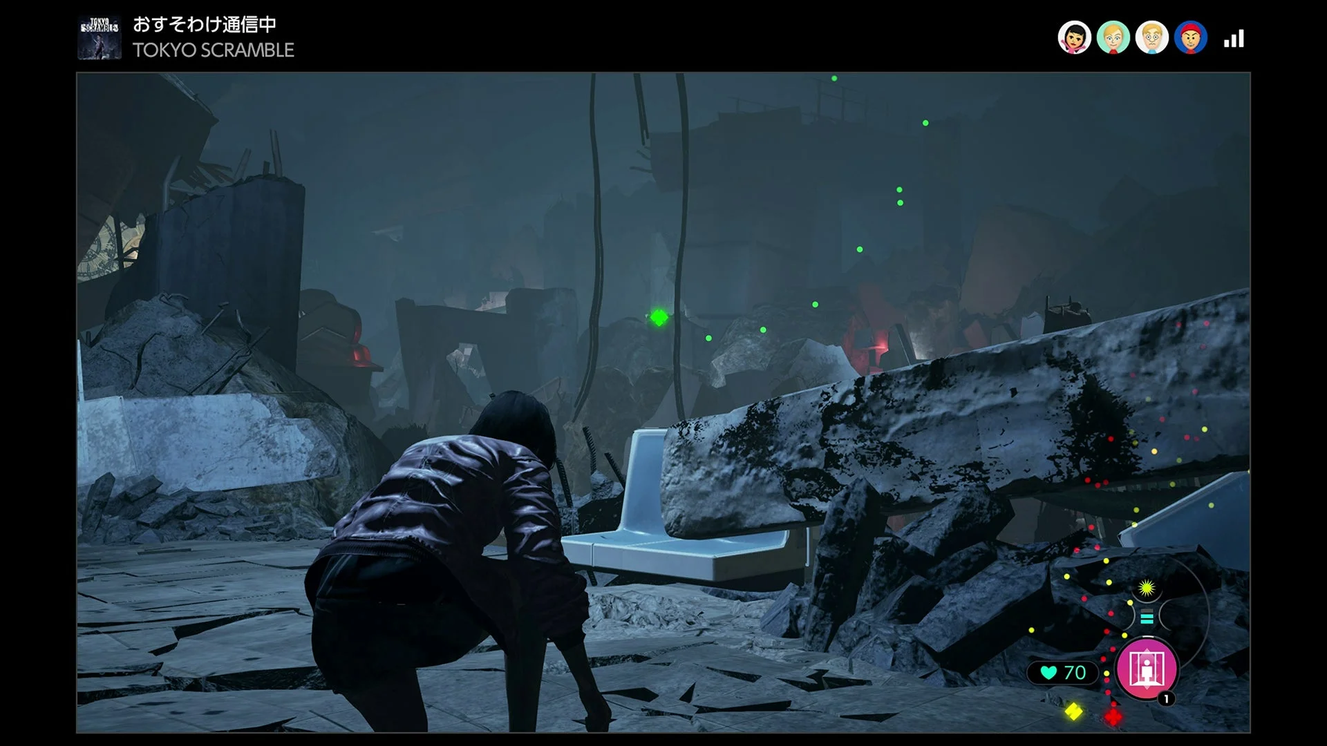 おすそわけ通信でポインターを使ってアドバイスするゲーム画面