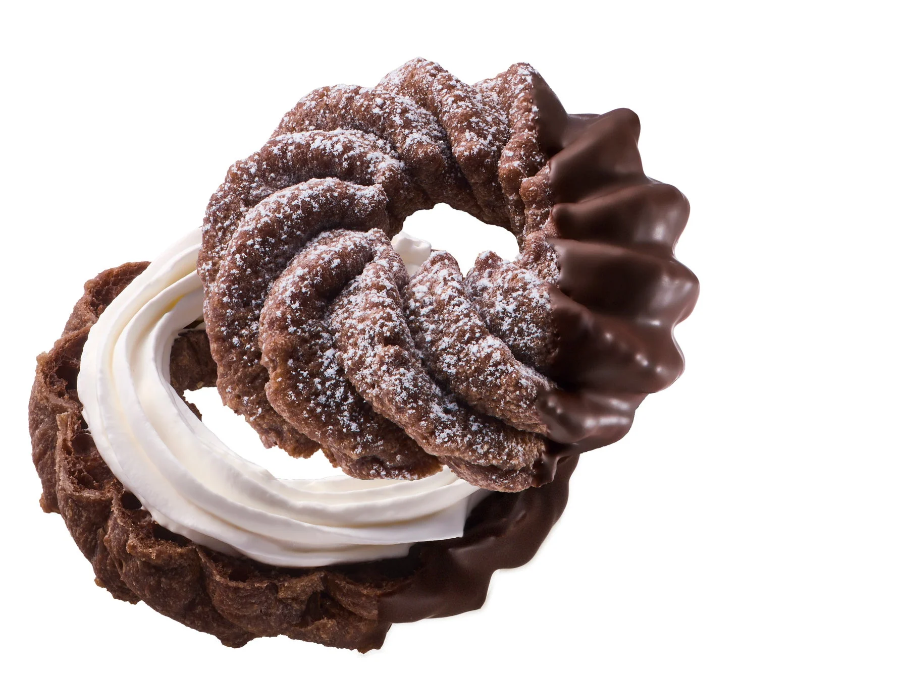 ホイップクリームが挟まれた「エンゼルショコラ」の断面。