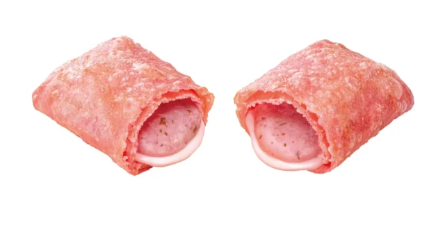 ロッテリアのさくらもちパイ、中身が見える断面