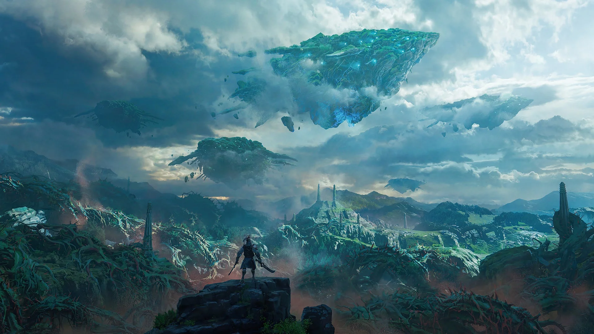 Project Windlessの空中都市と広大な自然風景