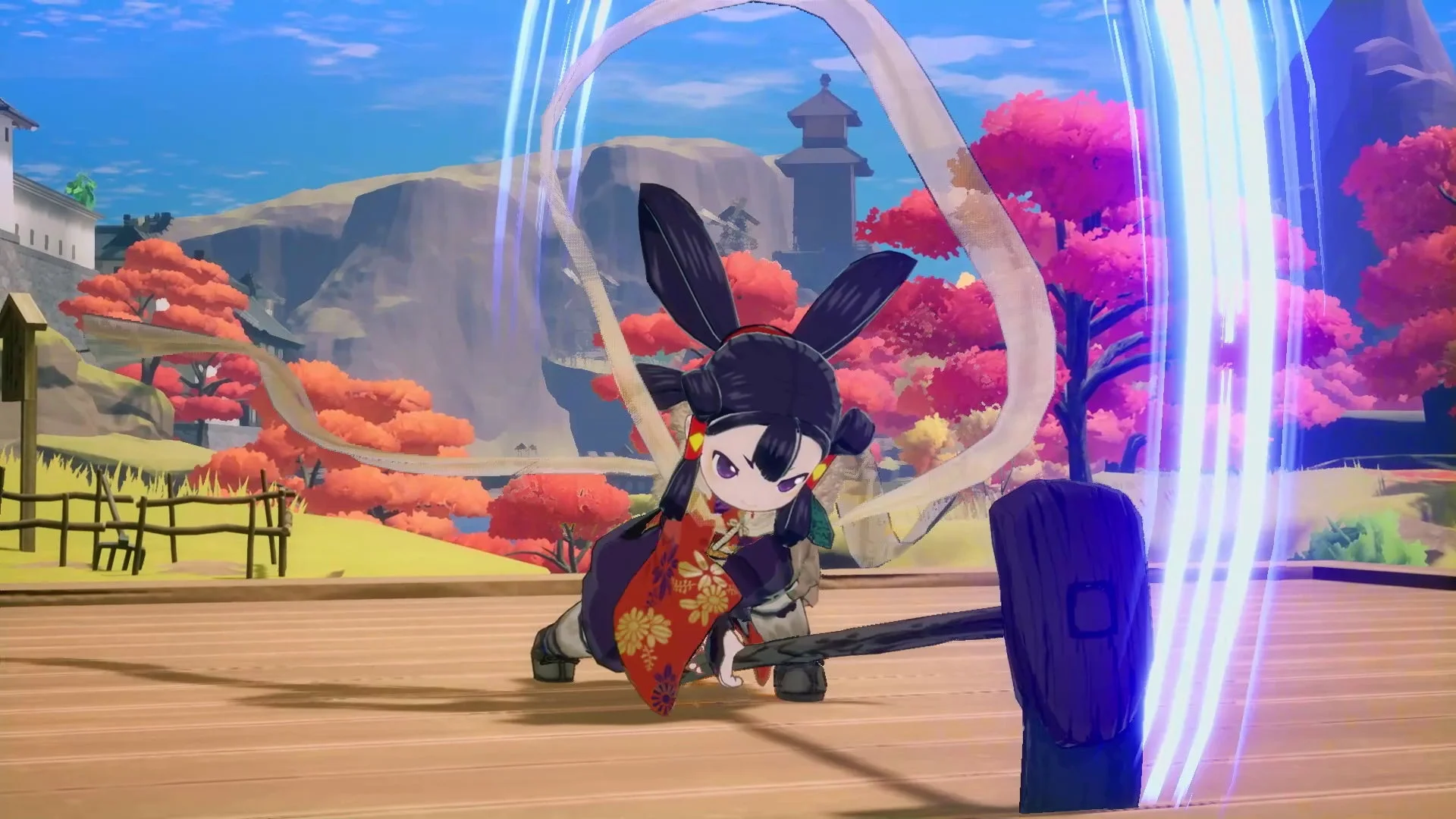 『天穂のサクナヒメ』コラボキャラクターのゲーム画面。