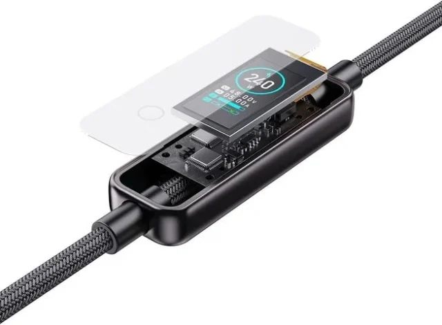 PowerSight 240Wケーブル内部の液晶ディスプレイと回路基板の透視図