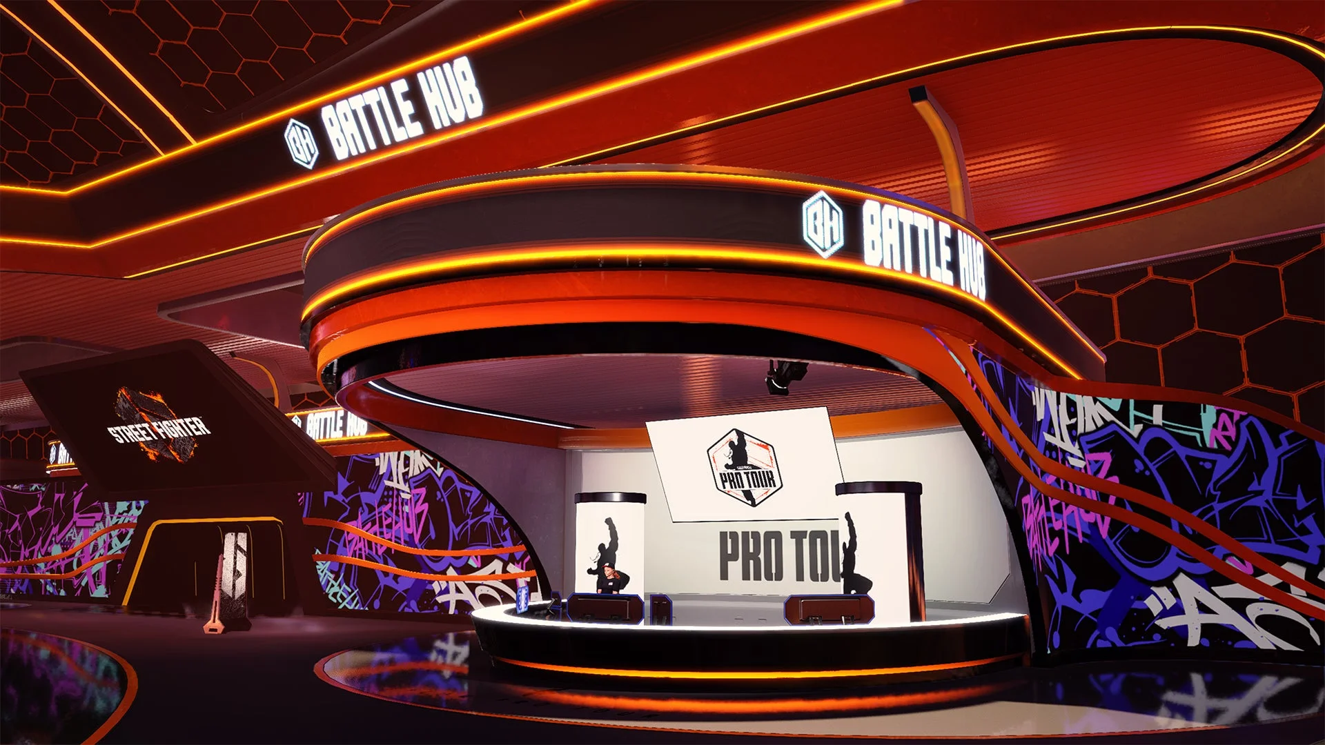 バトルハブ内のPRO TOURロゴがあるエリア