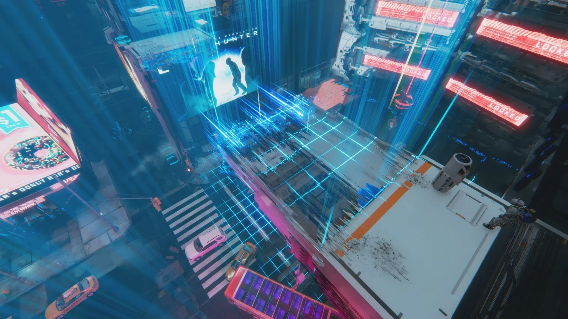 月面のニューヨーク街並みを俯瞰するヒュー・ウィリアムズ