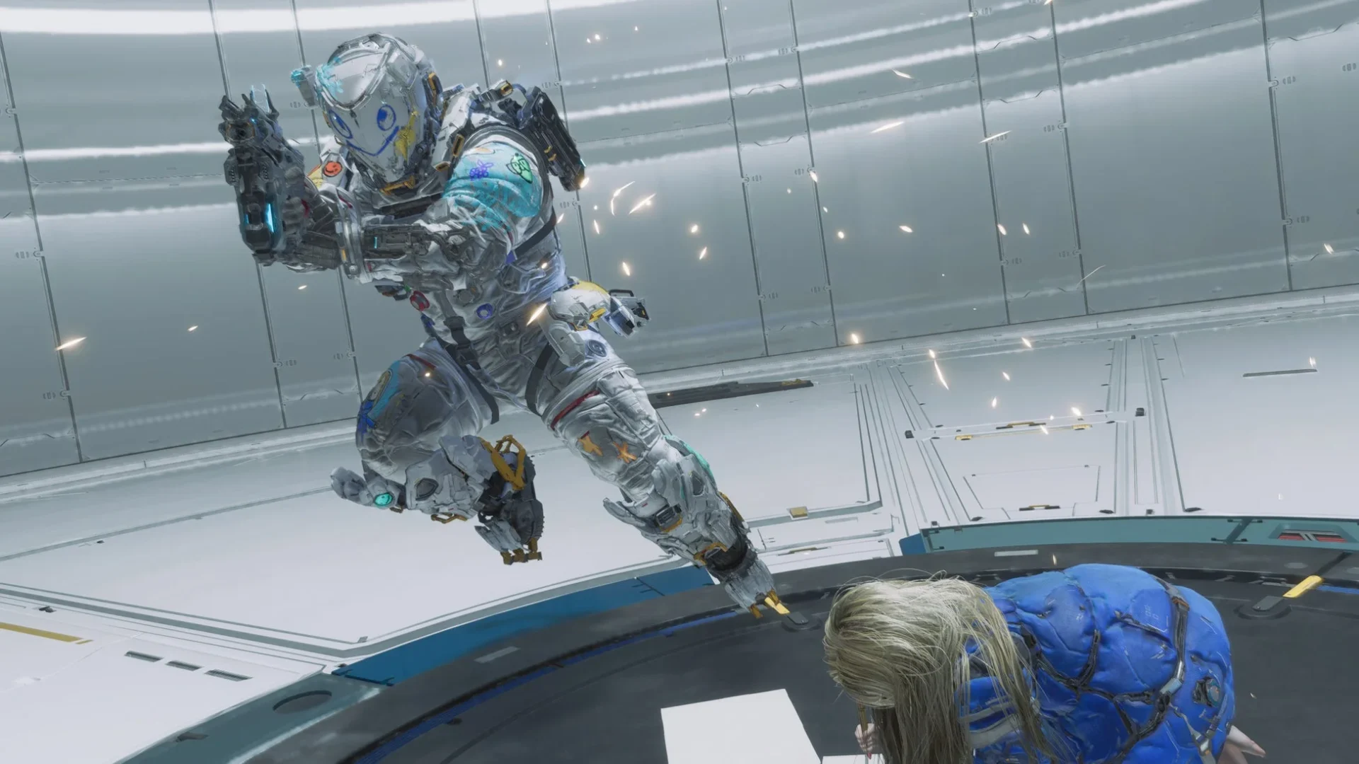 体験版で登場するディアナに落書きされたヒューのスーツ