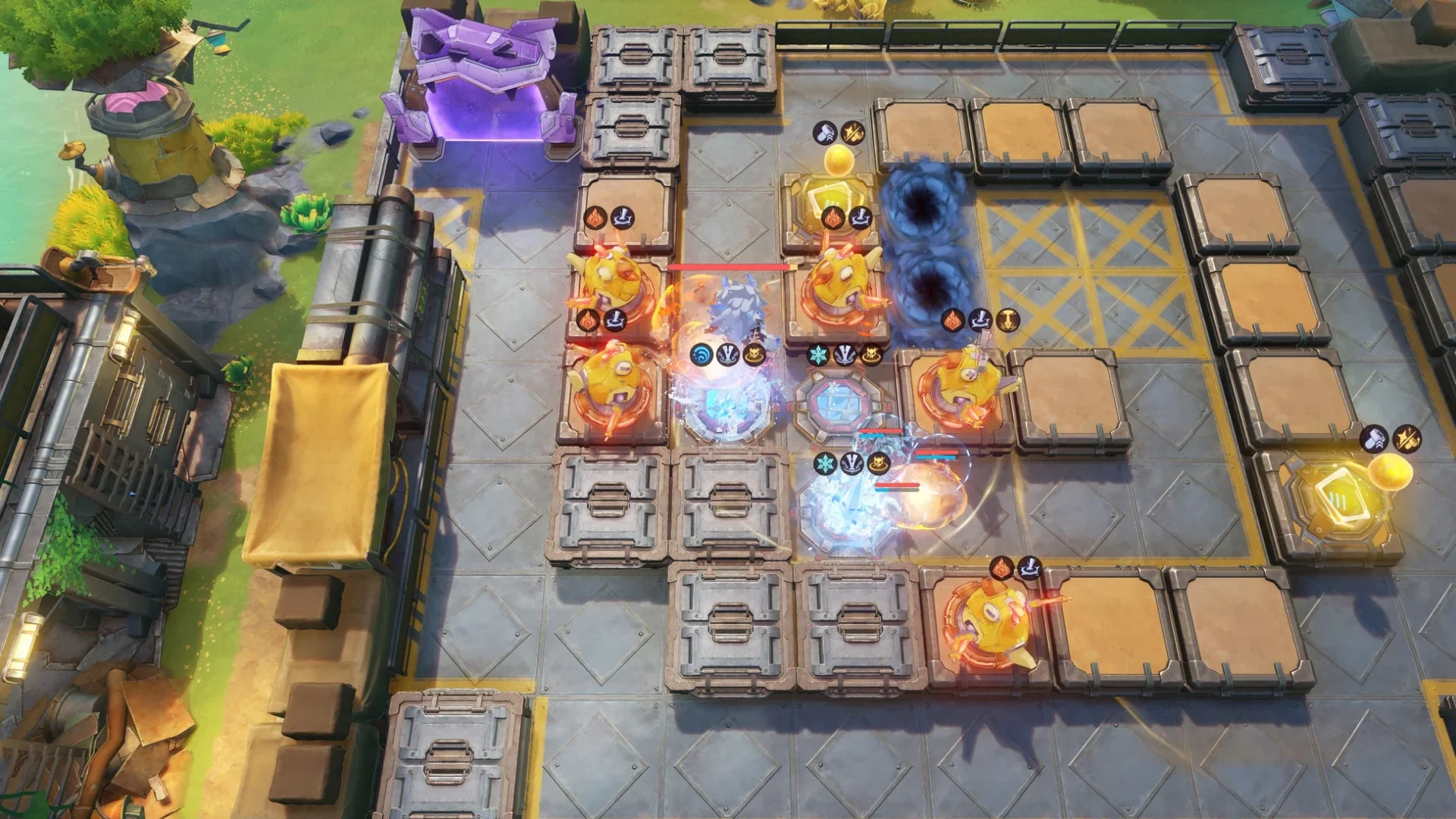 新しいミニゲーム「タワーディフェンス」のゲームプレイ画面。