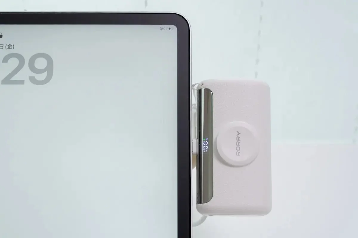 RORRY PalmGO D5-10000をiPad Proに直挿し充電している様子