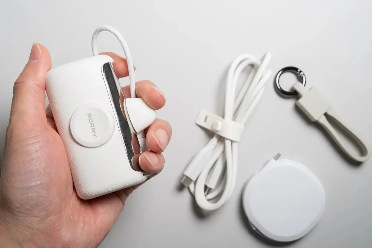 RORRY PalmGO D5-10000本体と付属のUSB-C/Lightningケーブル