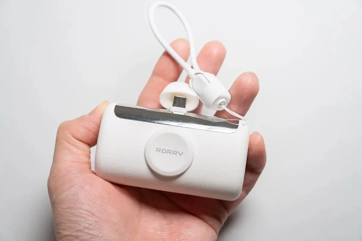 バッテリー残量を表示するLEDディスプレイが点灯したRORRY PalmGO D5-10000